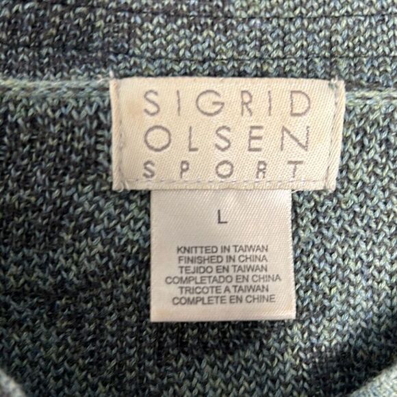 Sigrid Olsen Sport Green Floral Embroidered Cardigan Sweater Large - Picture 2 of 8